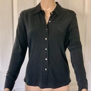 Banana Republic-Black Fitted Long Sleeve Shirt